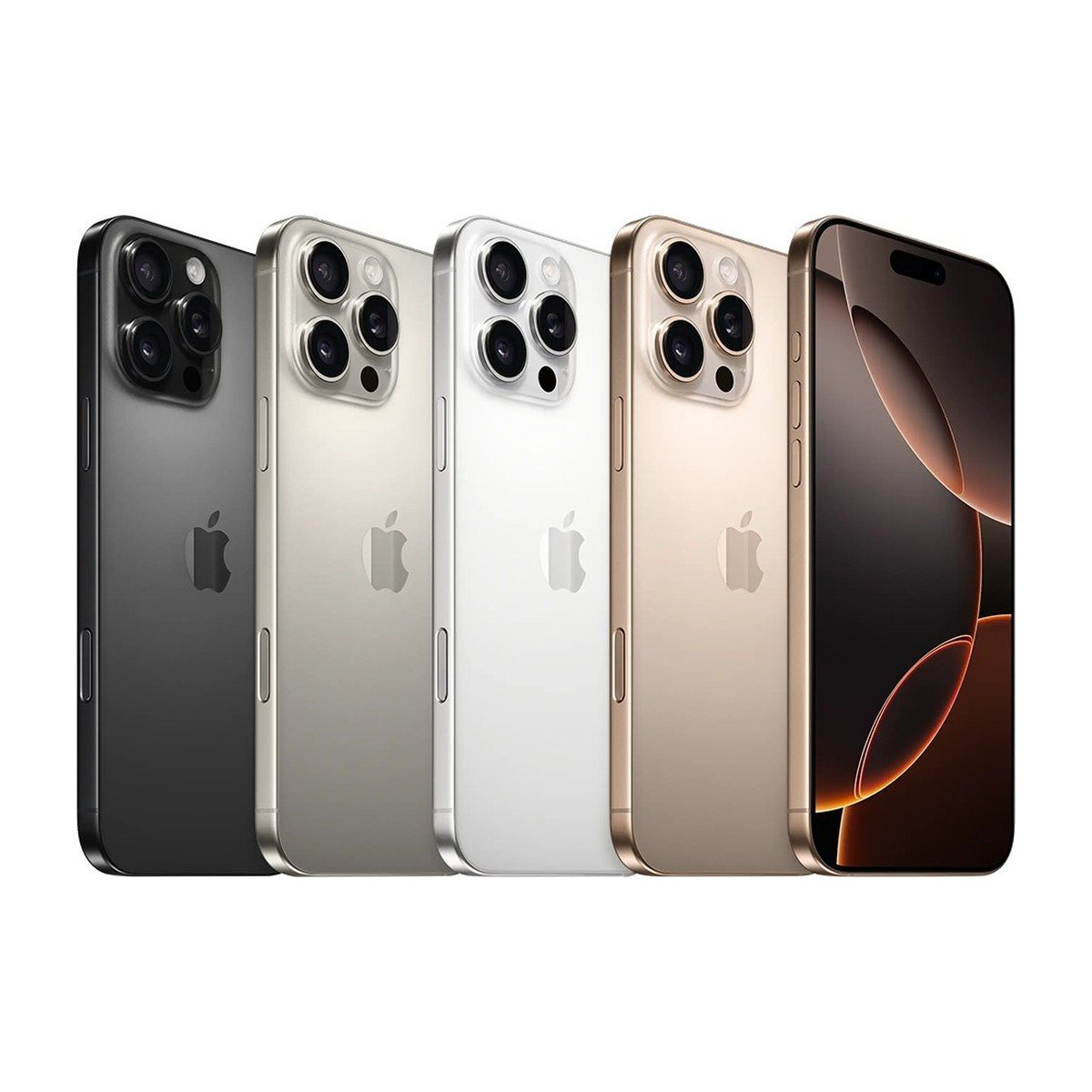 iPhone 16 Pro Max in the four titanium colors