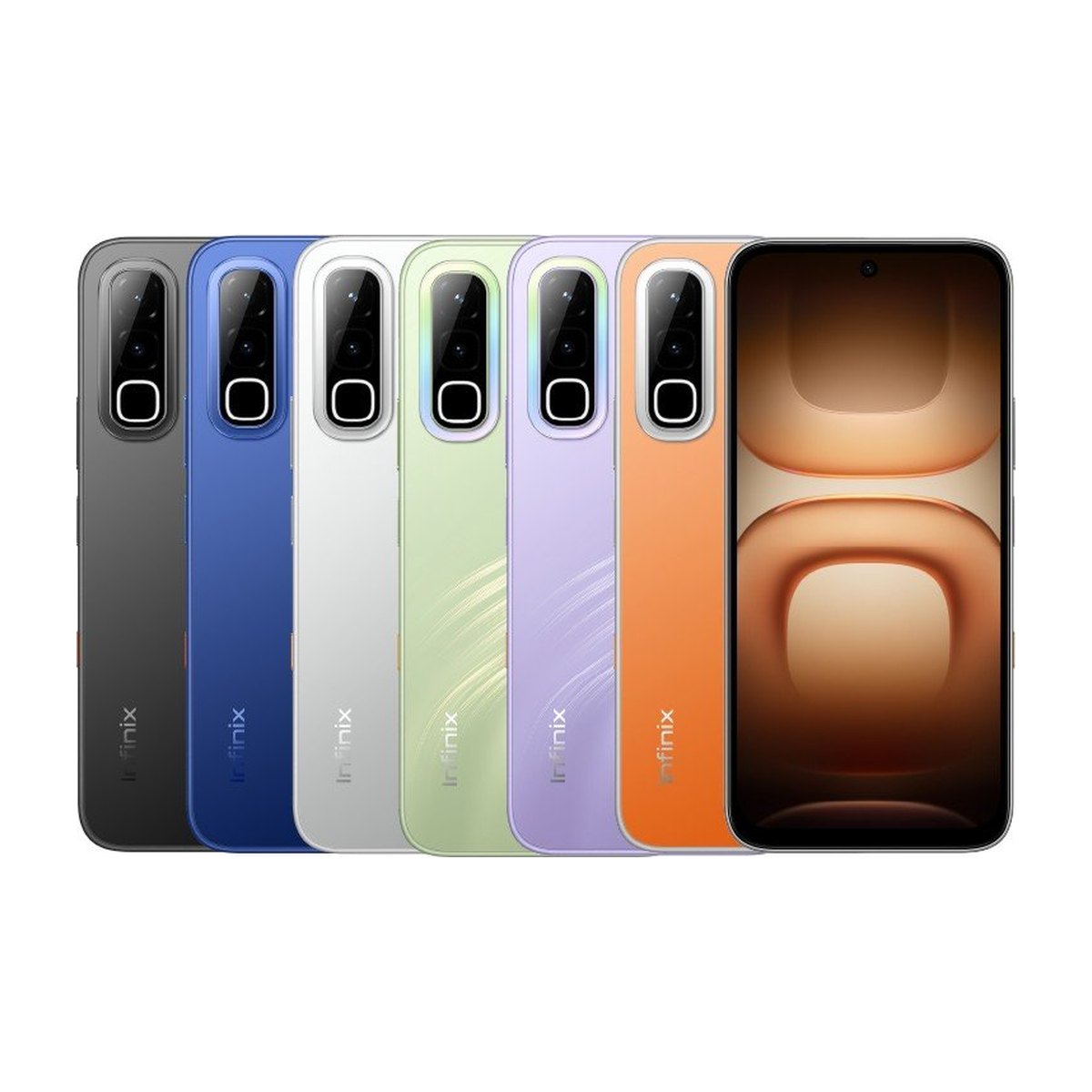 Infinix Hot 70 in all its colors from the front and back